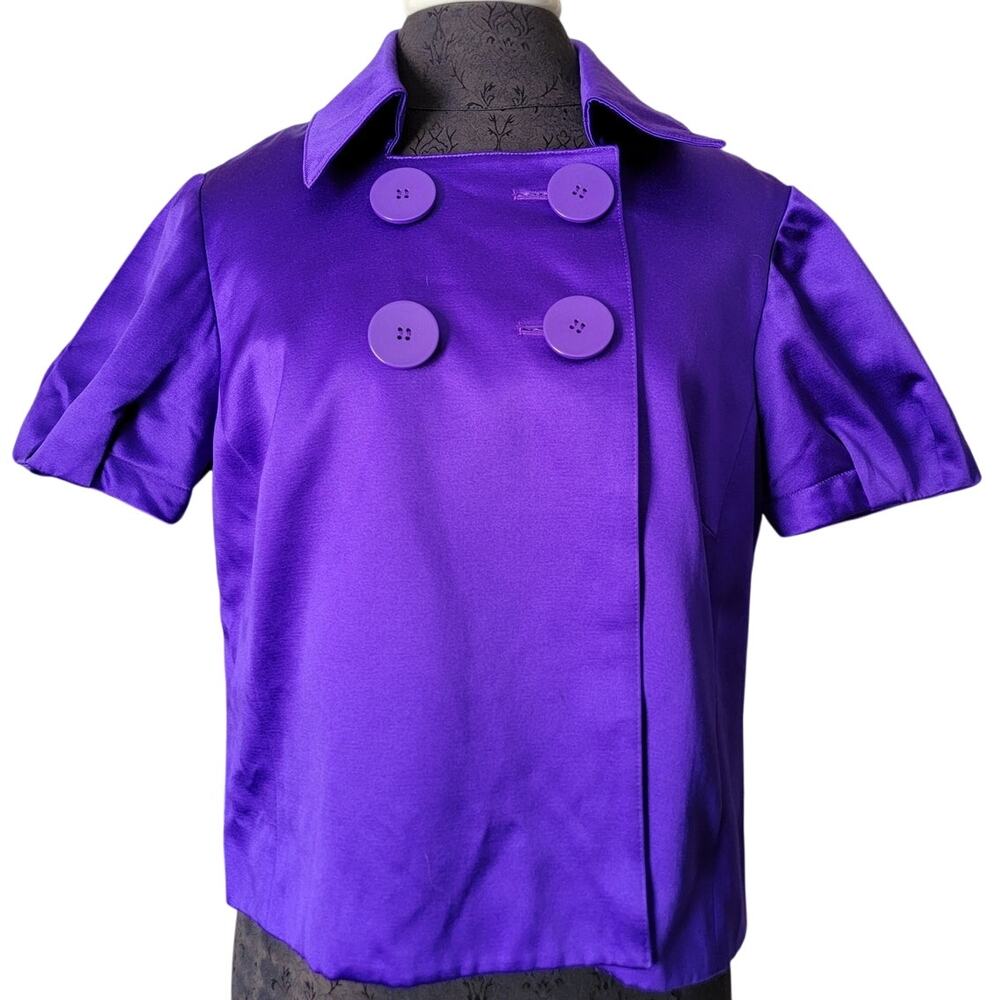 INC Women’s Purple Short-Sleeve Double-Breasted Jacket, Size L